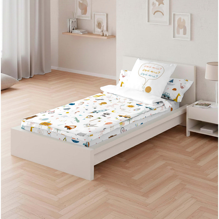 Saco Nórdico Estampado - Infantil - Con cremallera - Incluye 1 Funda de Almohada - 100% Algodón - Veo Veo