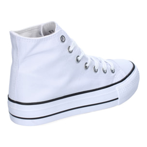 Zapatilla Abotinada de Mujer, Comoda, con Material de Lona, Estilo Bamba