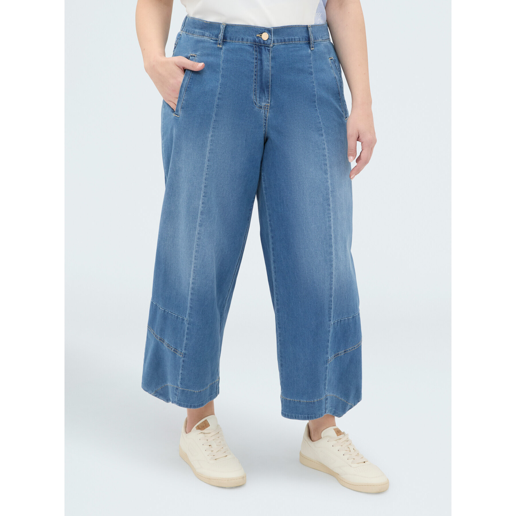 Fiorella Rubino - Jeans baggy in denim effetto washed - Blu