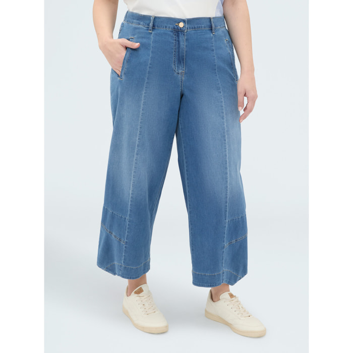 Fiorella Rubino - Jeans baggy in denim effetto washed - Blu