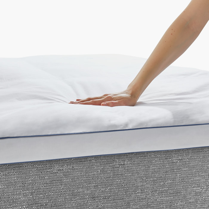 Topper de Plumón 100% Natural de 5cm de grosor | Confort Hotel de Lujo | Funda 100% Algodón