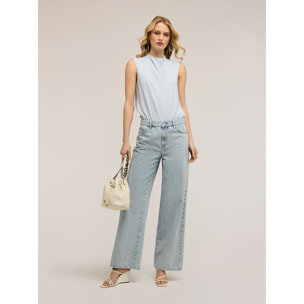 Motivi - Blusa body in georgette fil coupé - Azzurro