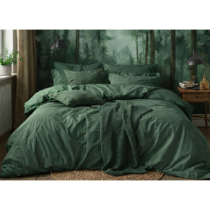 Parure Copripiumino Estate/Inverno 100% Raso Cotone Tinta Unita Verde 07 GI