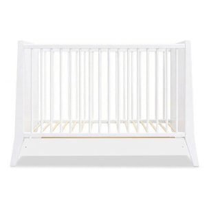 Lit Evolutif Timéo à barreaux 60 x 120 cm, Blanc, en Bois, 3 Hauteurs, Tiroir intégré, Barreaux amovibles