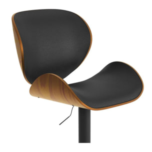 Chaise de bar réglable 63/84 cm en cuir synthétique noir - Baudoin