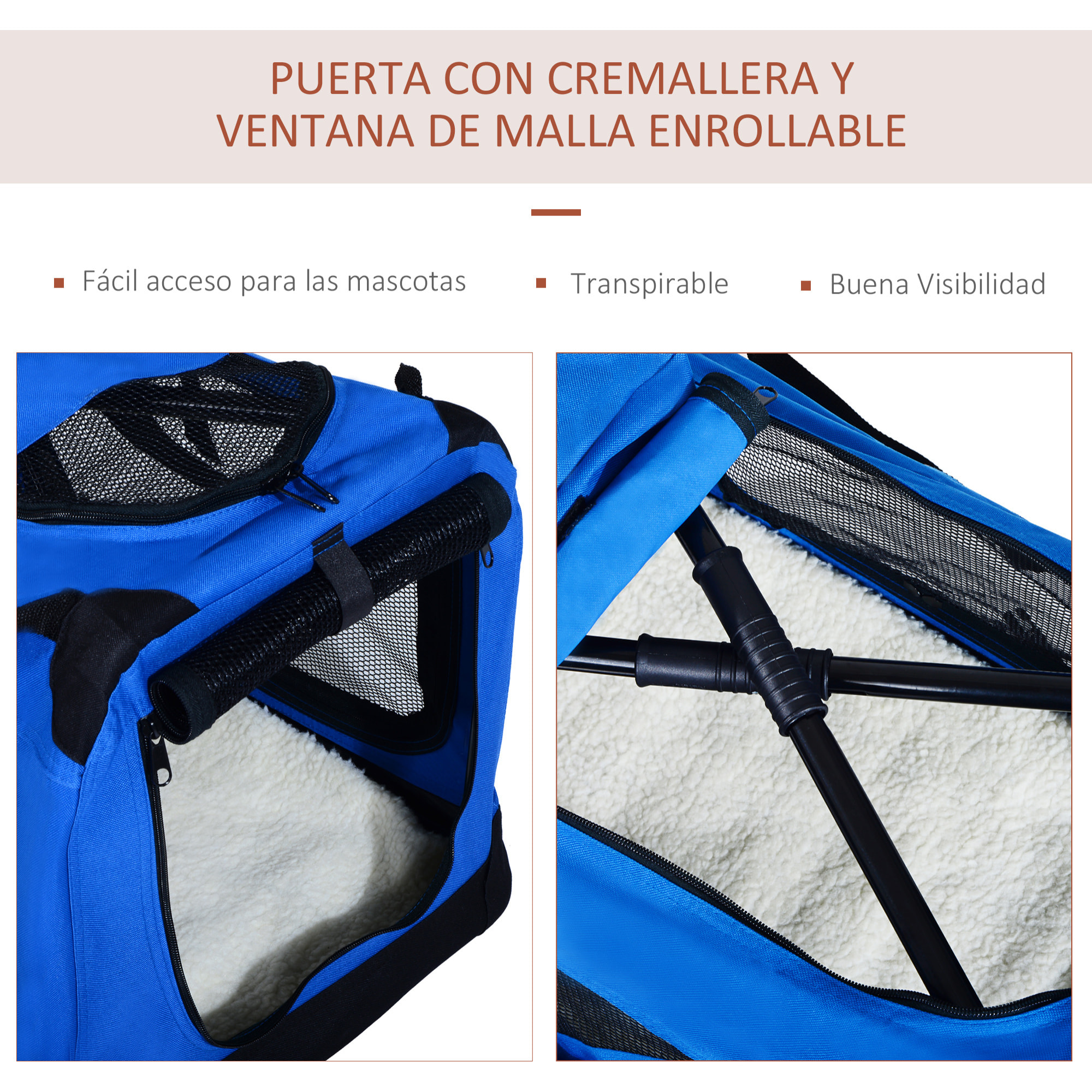 Transportin Bolsa Mascotas de Acero Oxfrod 60x42x42cm Azul