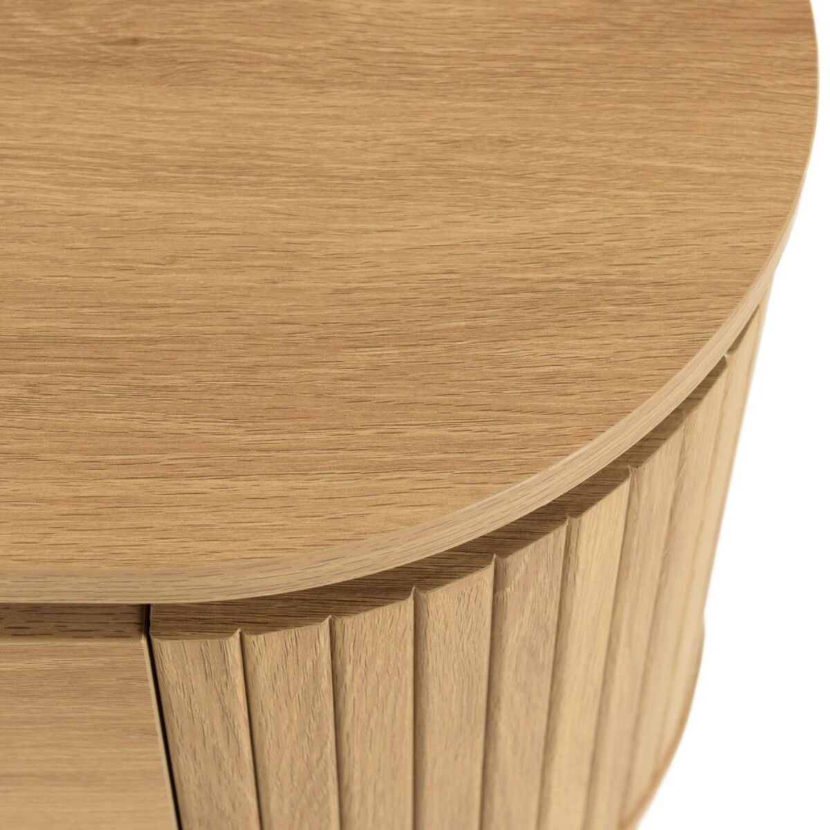 ETHAN - Meuble TV arrondi couleur naturelle 3 portes