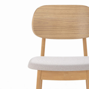 Lot de 2 chaises pour îlot central 66 cm en bois clair et tissu beige - Charlize