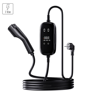 Caricabatterie G01 per auto elettrica Tipo 2, EV e PHEV, con 32A e 7KW. APP di controllo e Schermo LCD.
