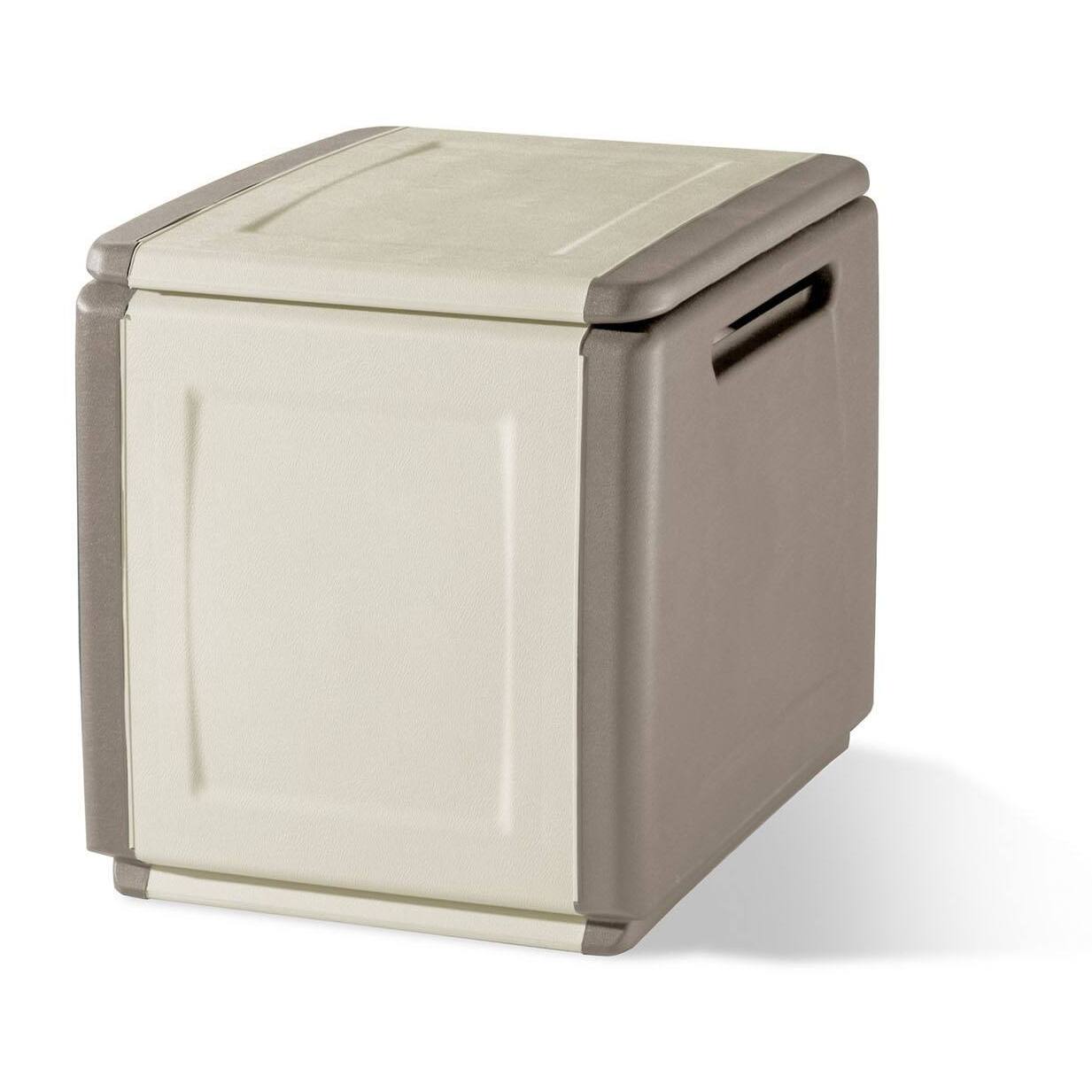 Baule Azziuro, Cassapanca multiuso, Baule contenitore, Box portaoggetti, 100% Made in Italy, 54x53h57 cm, Beige e Marrone