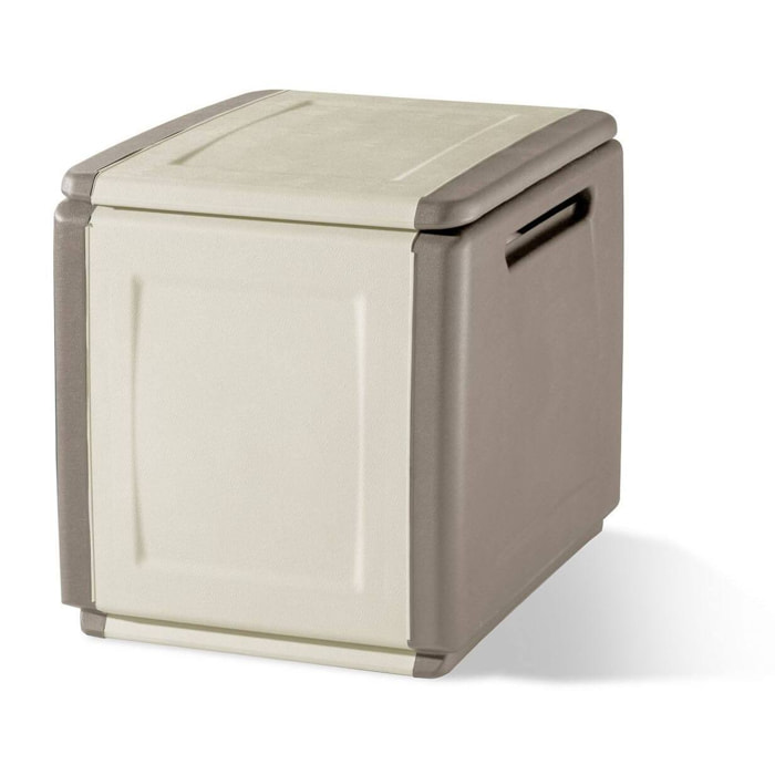 Baule Azziuro, Cassapanca multiuso, Baule contenitore, Box portaoggetti, 100% Made in Italy, 54x53h57 cm, Beige e Marrone