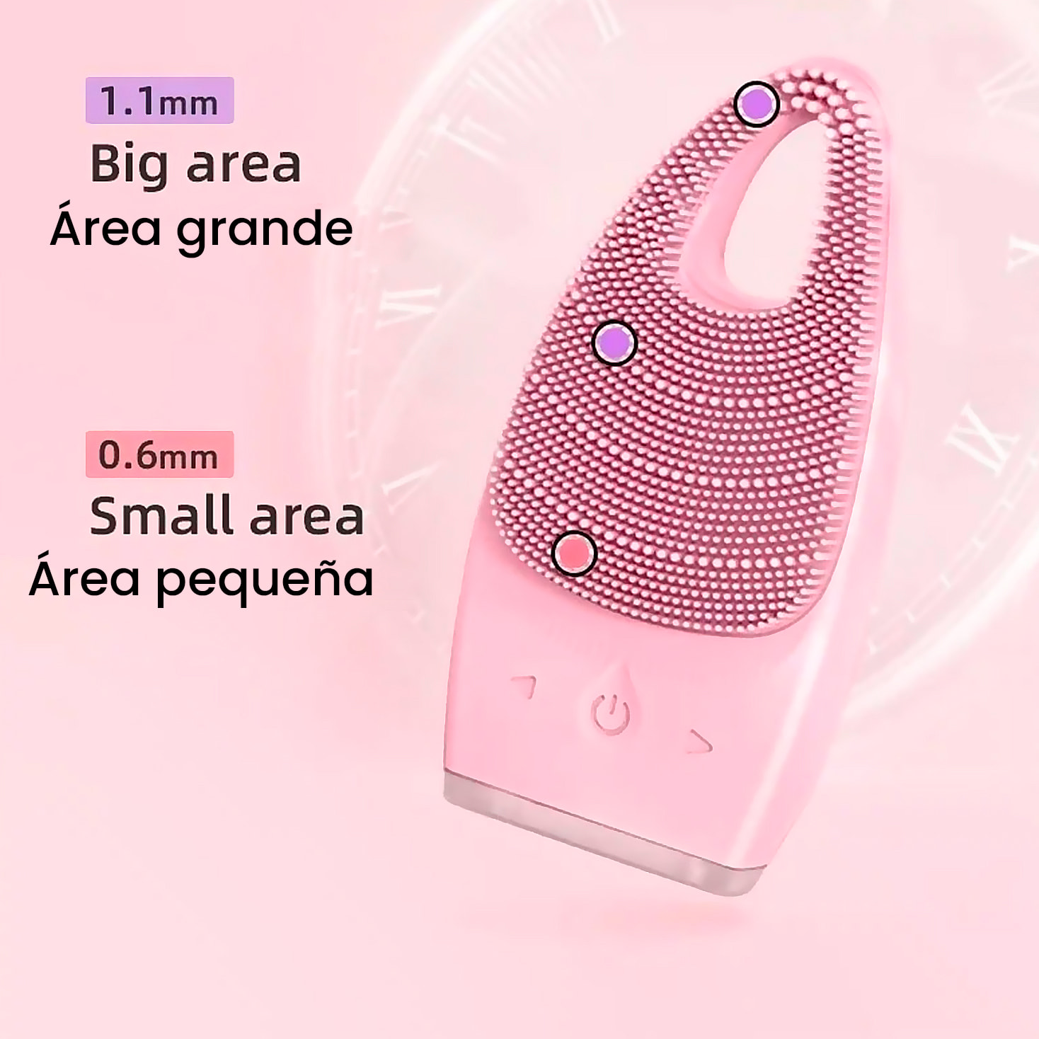 Pulitore facciale elettrico con batteria ricaricabile. 15 intensità, modalità massaggio. Trattamento per l'acne, pulizia profonda, pulitore per pori.