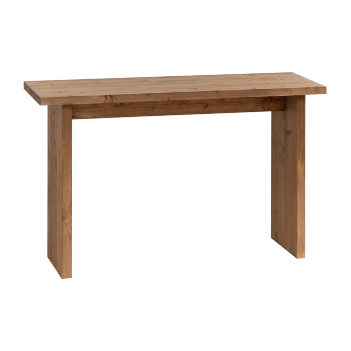 Consola de madera maciza en tono roble oscuro de 120x80cm Alto: 35 Largo: 120 Ancho: 80