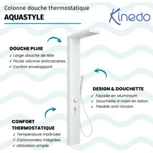 Colonne de douche thermostatique KINEDO Aquastyle blanc mat