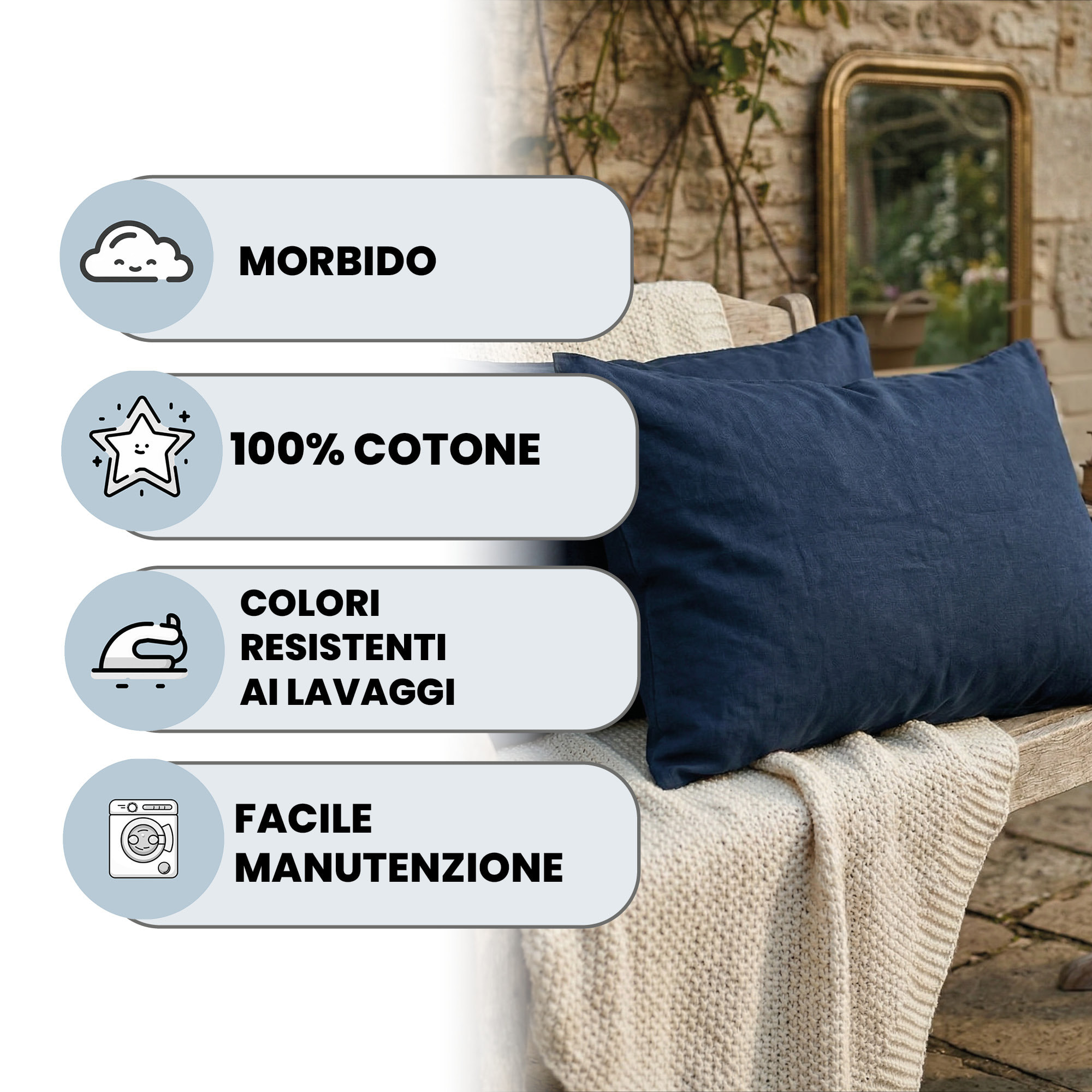 COPPIA FEDERE MAX COLOR, 100% Cotone, Made in Italy - BLU SCURO