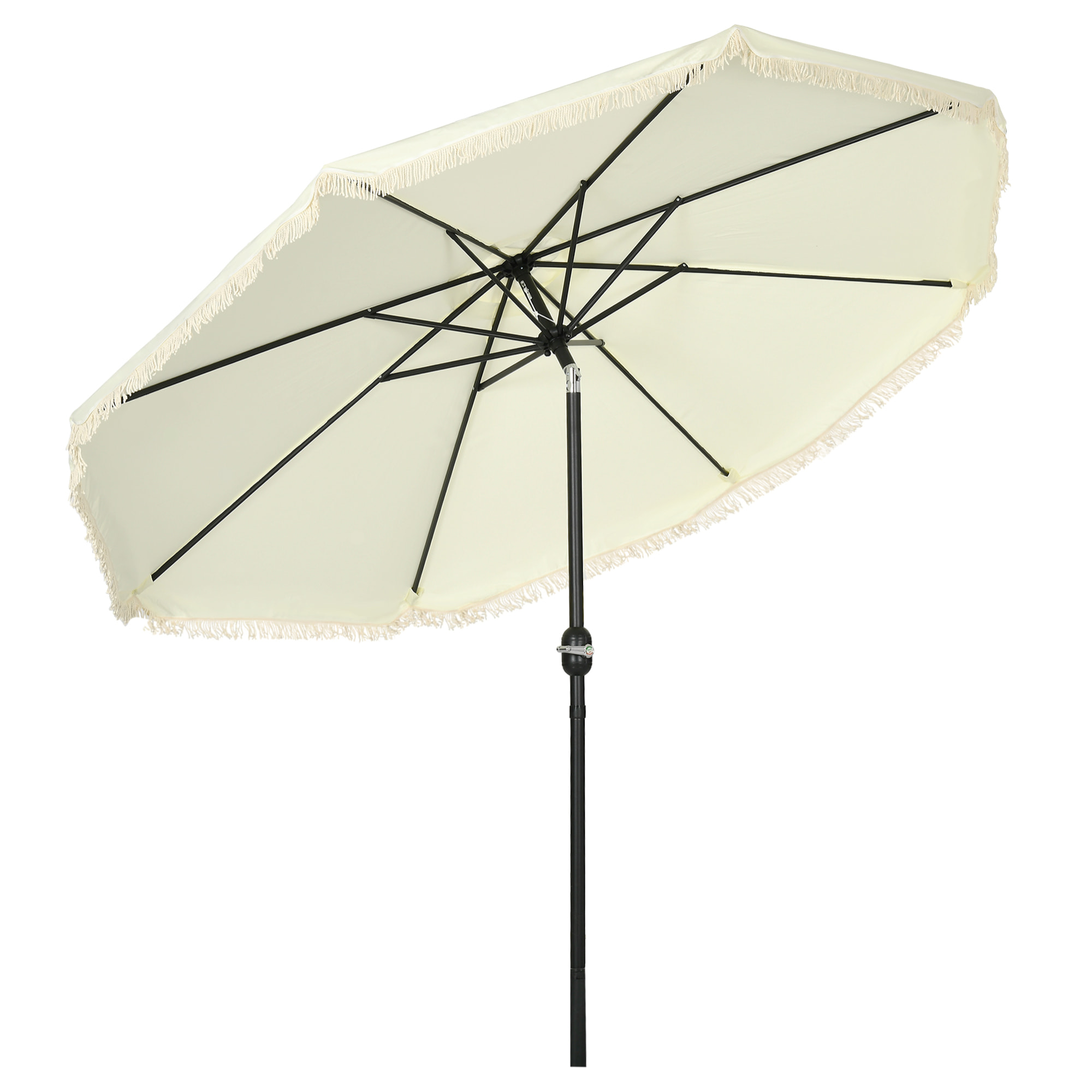 Parasol octogonal inclinable Ø 2,68 x 2,32H m mât acier noir polyester haute densité 180 g/m² crème