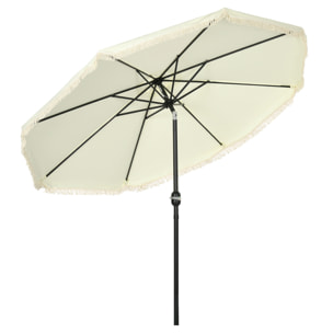 Parasol octogonal inclinable Ø 2,68 x 2,32H m mât acier noir polyester haute densité 180 g/m² crème