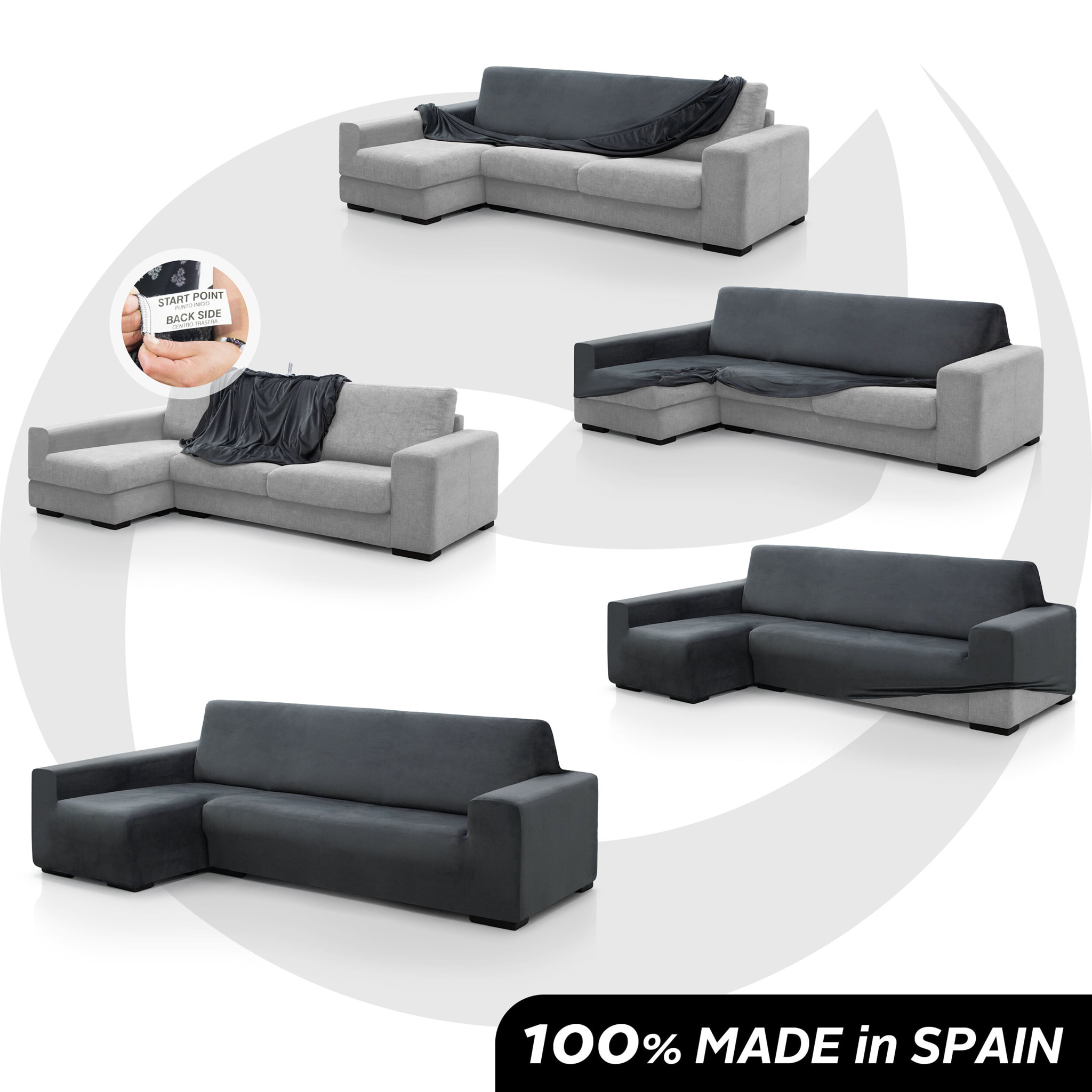 Funda TERCIOPELO ANTI MANCHAS Multi elástica para CHAISE LONGUE modelo VERONICA