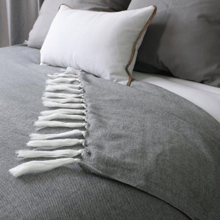 Couverture en jacquard - Gris Galet