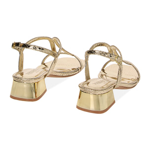 Sandali oro in pitone, tacco 3,5 cm
