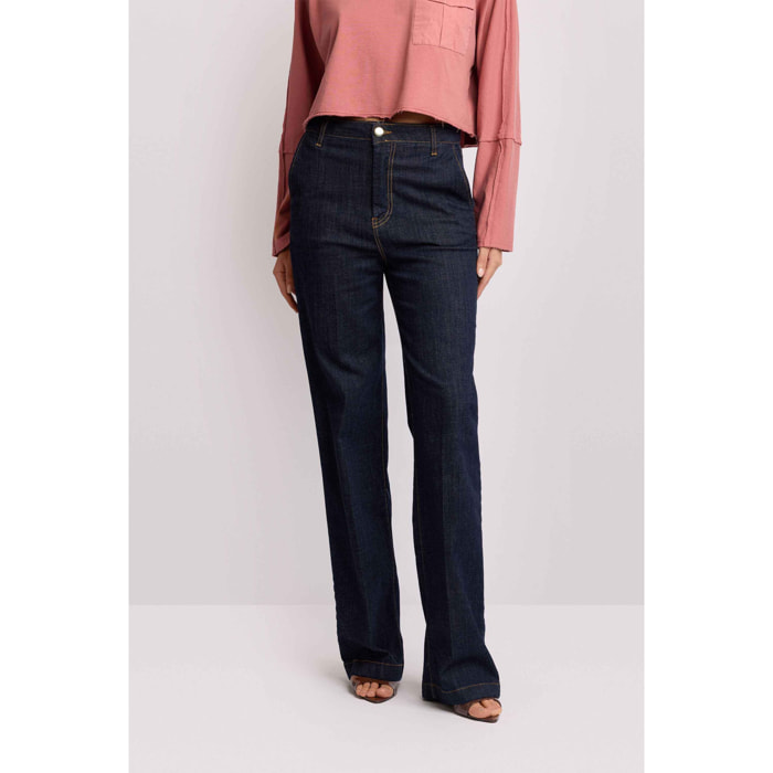 Kocca - Pantaloni denim modello flare Donna, Denim