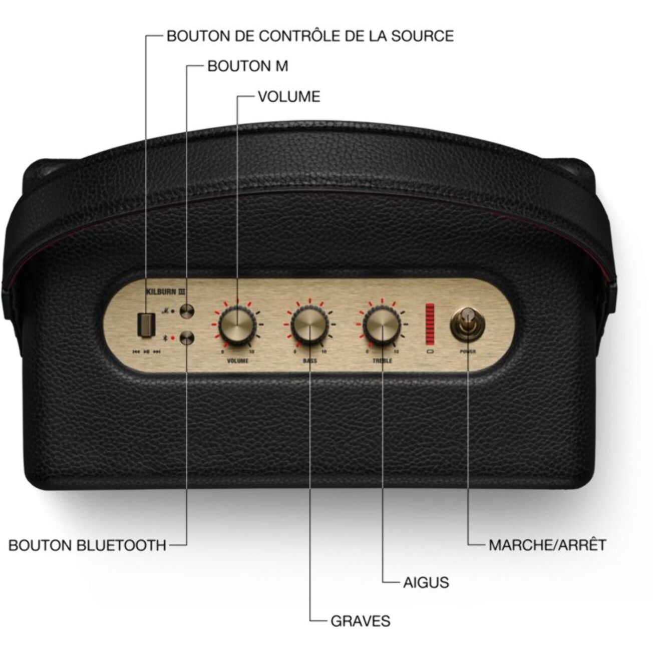 Enceinte portable MARSHALL Kilburn III Black and Brass - Son 360°, Bluetooth, autonomie 50h