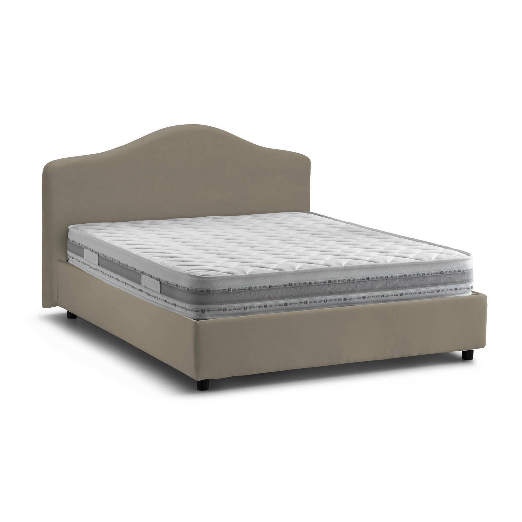 Letto matrimoniale Verdite, Letto contenitore con rivestimento in tessuto, 100% Made in Italy, Apertura frontale, con materasso Cm 160x200 incluso, Tortora