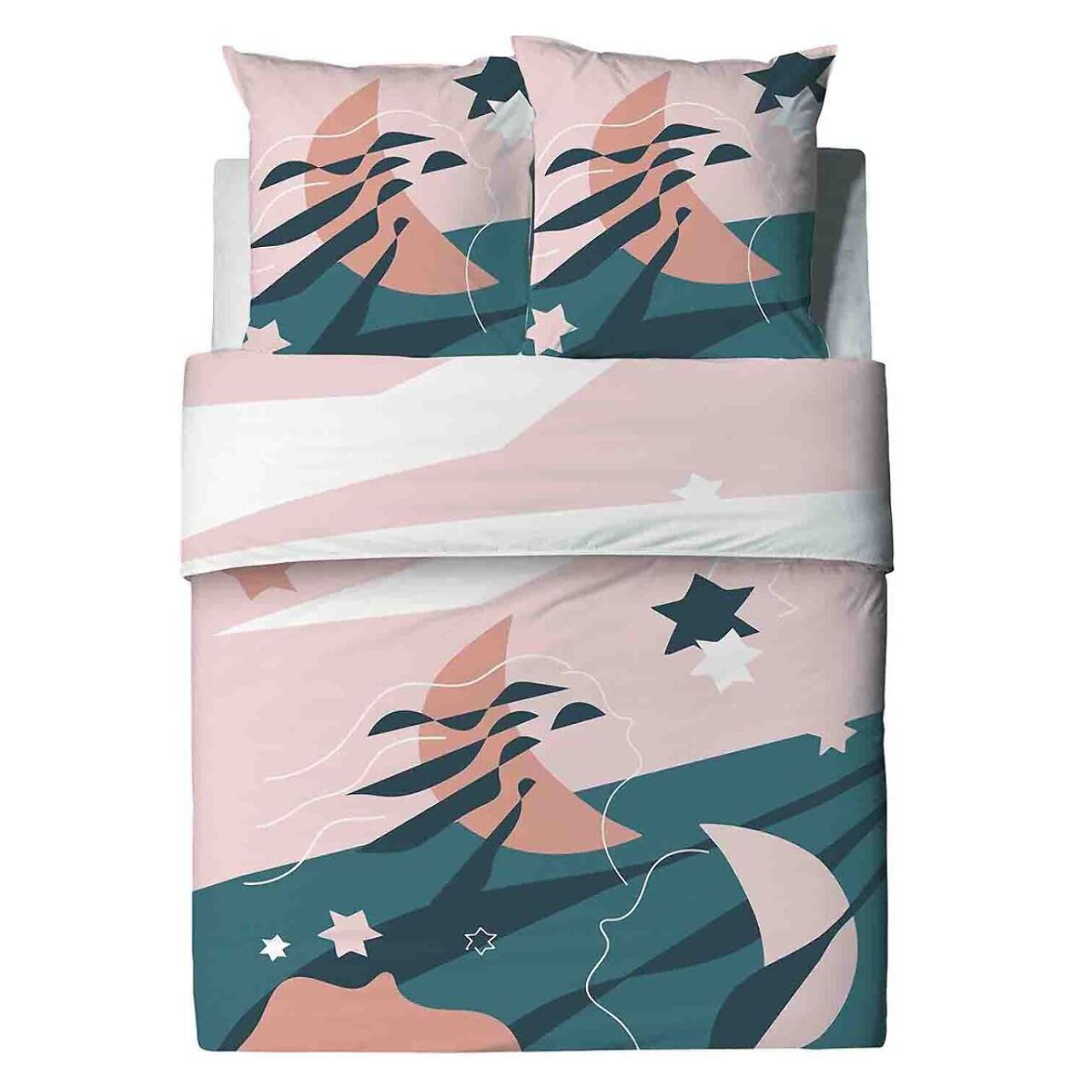 Parure Housse De Couette 3pcs avec Taies oreiller 100% coton 47fils Heol