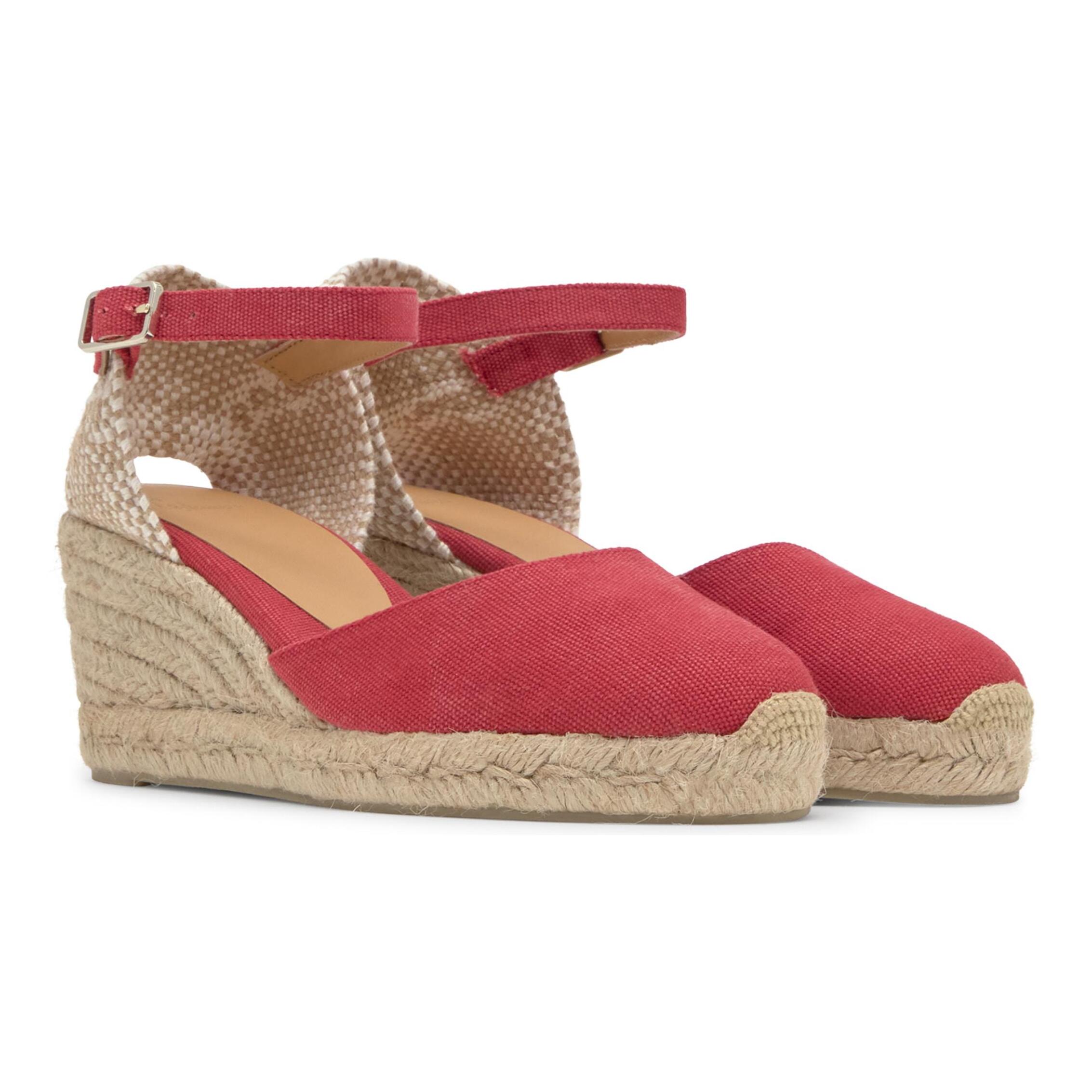 Alpargatas de cuña de mujer Carol en algodón orgánico lavado con cierre de pulsera