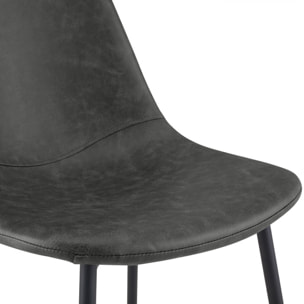 Lot de 2 chaises en cuir synthétique gris/noir - Henrik