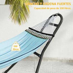 Soporte para Hamaca para 2-3 Personas, Largo 278 cm, Cadena Ajustable, con Estructura de Acero, Ganchos en S, Pies Antideslizantes, para Hamacas de 2,75-4 m, Carga 150 kg, Negro