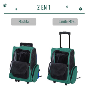 Transportin Carrito Perro de Oxford Acero 35x27x49cm Verde