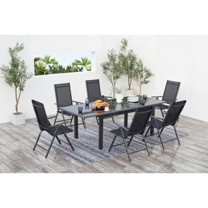 Table de jardin et 6 chaises en aluminium gris BAFFADI