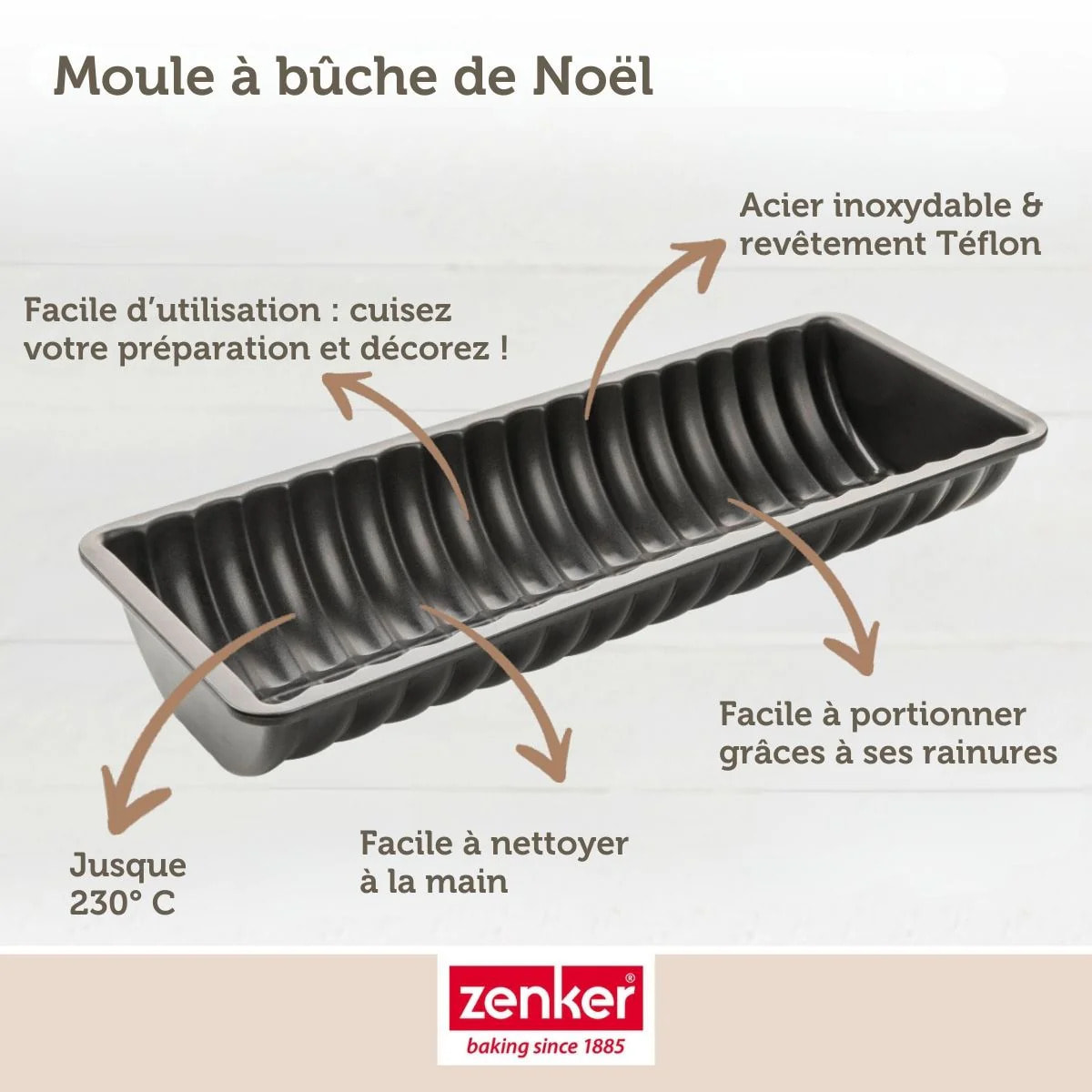 Moule à bûche de Noël 32 x 12,5 cm Zenker Black Metallic
