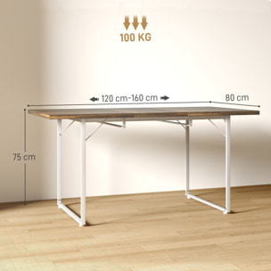Mesa de Comedor Extensible Rectangular para 4-6 Personas Mesa de Cocina Extensible con Patas Metálicas para Salón 120-160x80x75 cm Marrón
