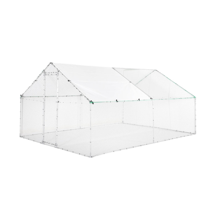 Enclos pour poulailler et volière 12m² acier galvanisé gris et vert. plusieurs dimensions - Babette