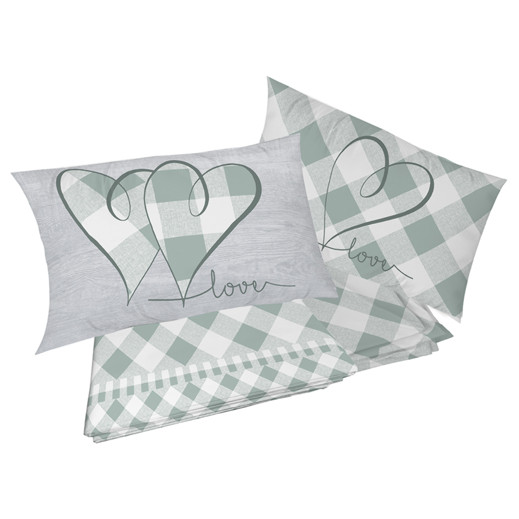 Completo letto lovely check verde