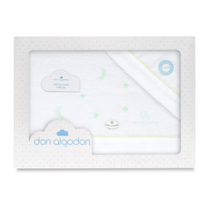 Triptico Cuna Franela Don Algodon Multi Estrellas Luna Bco/Verde