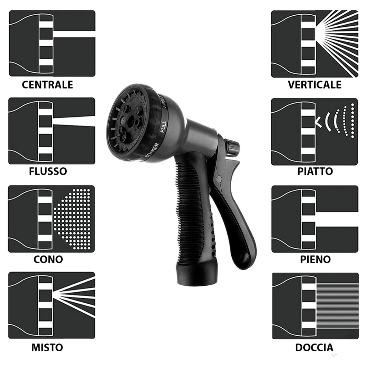 Tubo Da Giardino Estensibile Da 2.5 a 7.5 Metri Raccordi Ottone Massiccio Tubo Flessibile Per Acqua Valvola Di Arresto Ugello Multifunzione 8 Funzioni