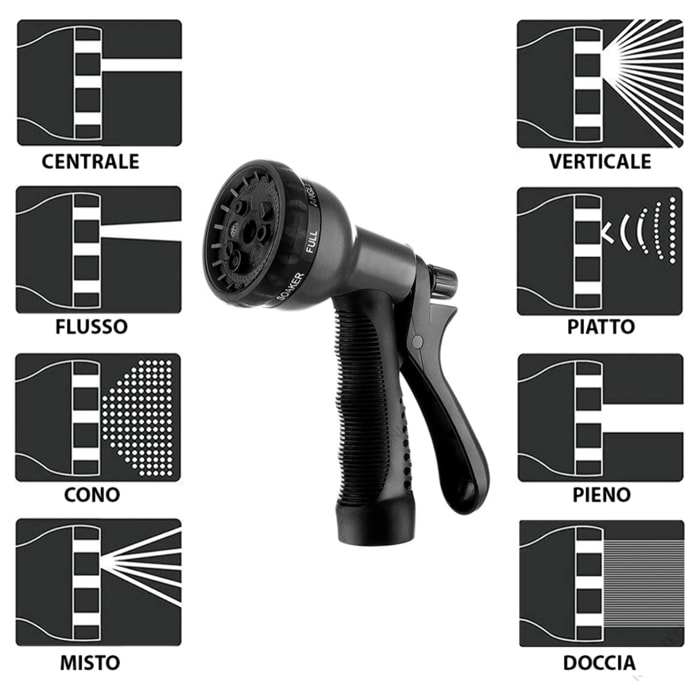 Tubo Da Giardino Estensibile Da 2.5 a 7.5 Metri Raccordi Ottone Massiccio Tubo Flessibile Per Acqua Valvola Di Arresto Ugello Multifunzione 8 Funzioni