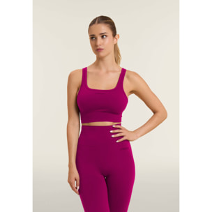 Top sportivo seamless supporto medio con inserti a costine