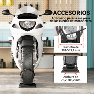 Caballete de Moto Carga 816,5 kg Soporte para Rueda Delantera de Motocicleta Robusta con Altura Ajustable en 3 Niveles para Ruedas Ø38,1-53,34 cm Negro