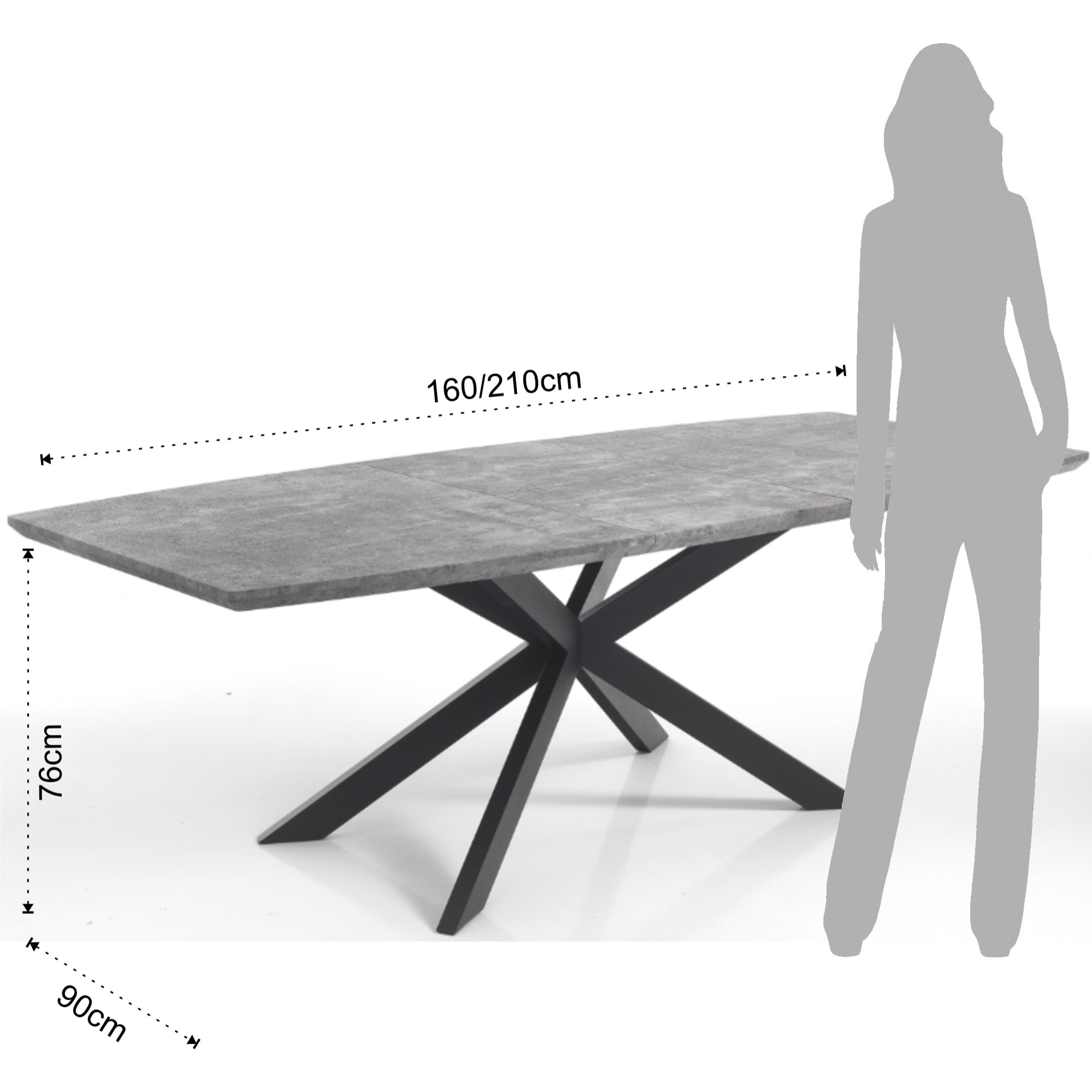 Tomasucci table extensible HICS CEMENT Gris