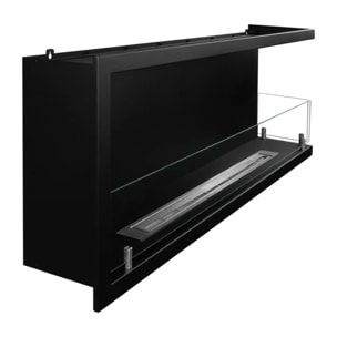 Sutri 120 - Camino a Bioetanolo da Incasso Angolare Destro 120x45x22,4 cm con Bruciatore 1,25lt in Acciaio