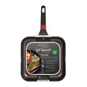 Sartén grill 28x28 cm en aluminio fundido en color negro apta para inducción y antiadherente expert san ignacio