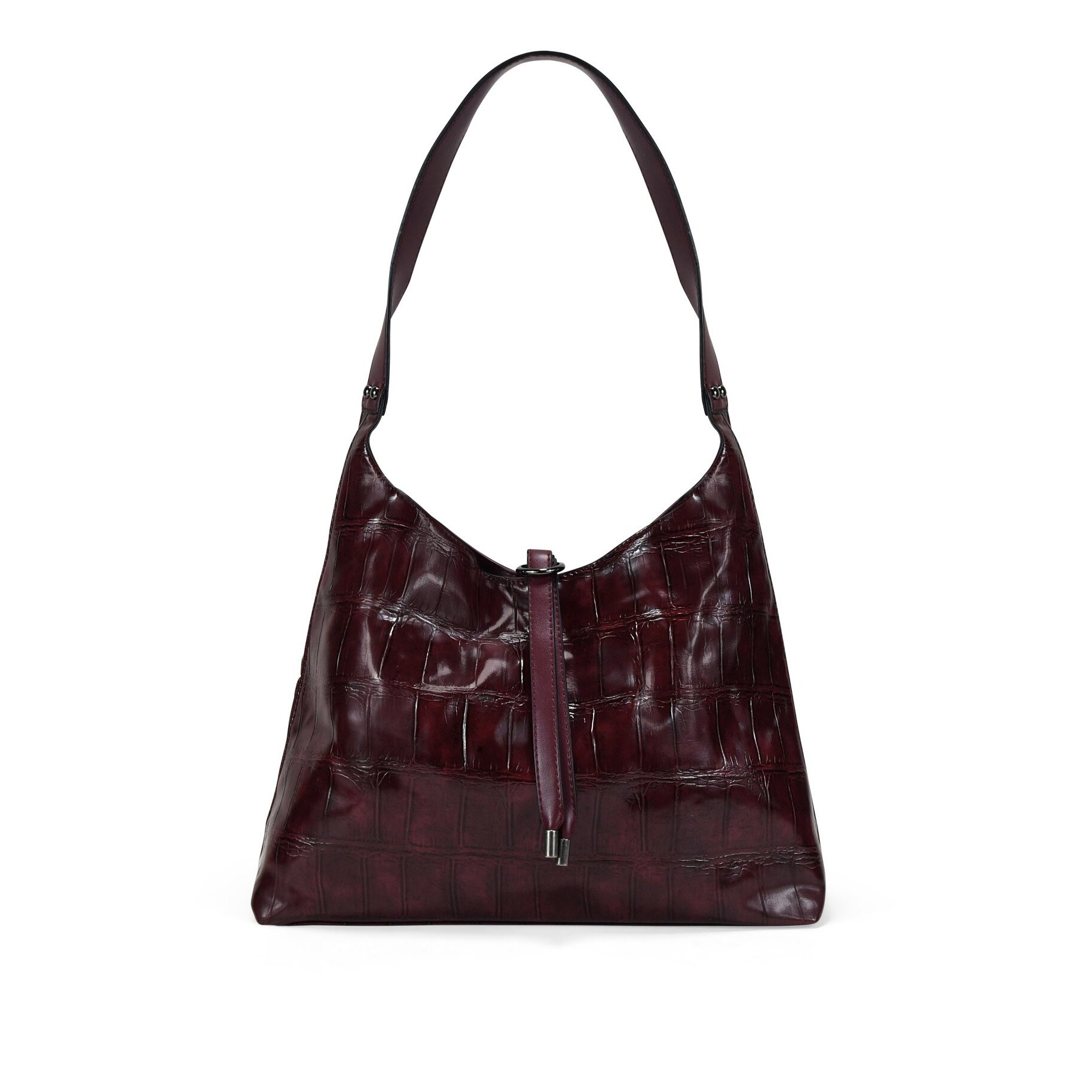 Bolso de hombro burdeos efecto cocodrilo