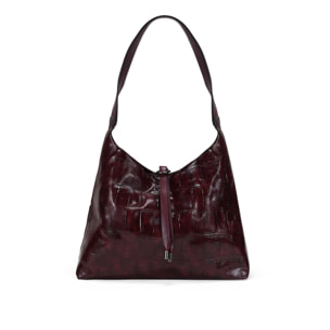 Bolso de hombro burdeos efecto cocodrilo