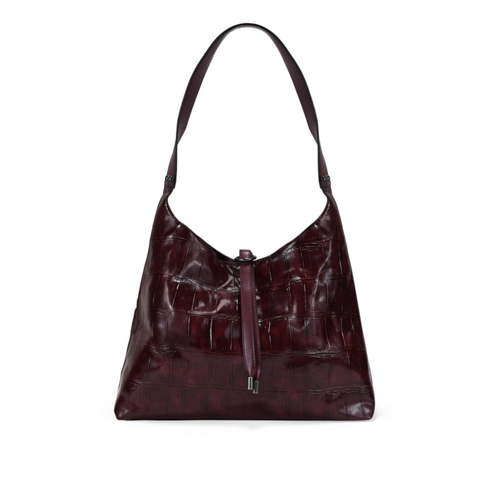 Bolso de hombro burdeos efecto cocodrilo