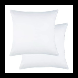 Lot de 2 taies satin de coton 115 g/m² uni blanc Ava uni blanc