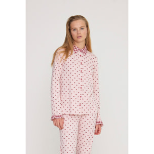 Pigiama donna petit coeur in caldo cotone con collo camicia Noidinotte